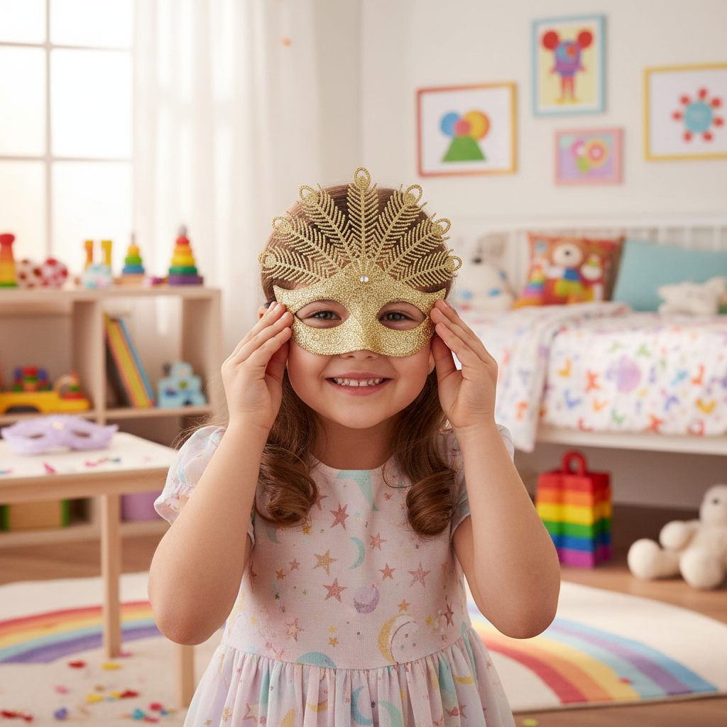 Golden Glitter Peacock Masquerade Mask