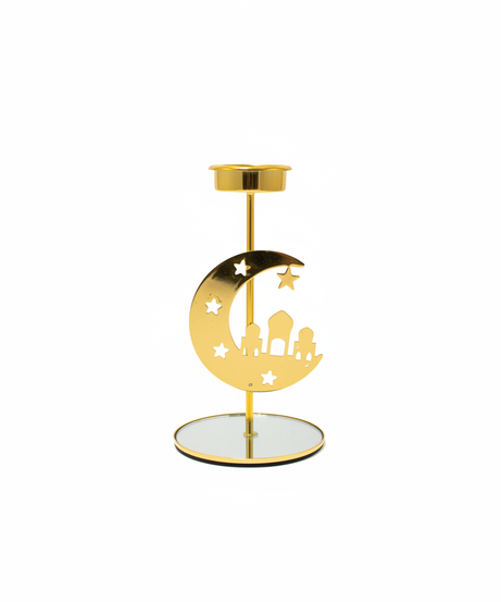 Golden Islamic Crescent Moon & Mosque Candle Holder