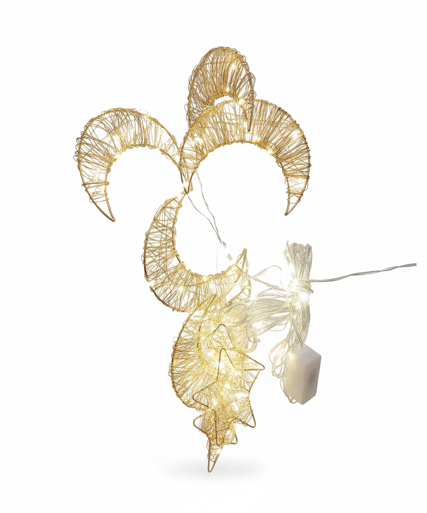 Golden Wire Crescent Moon & Star LED String Lights