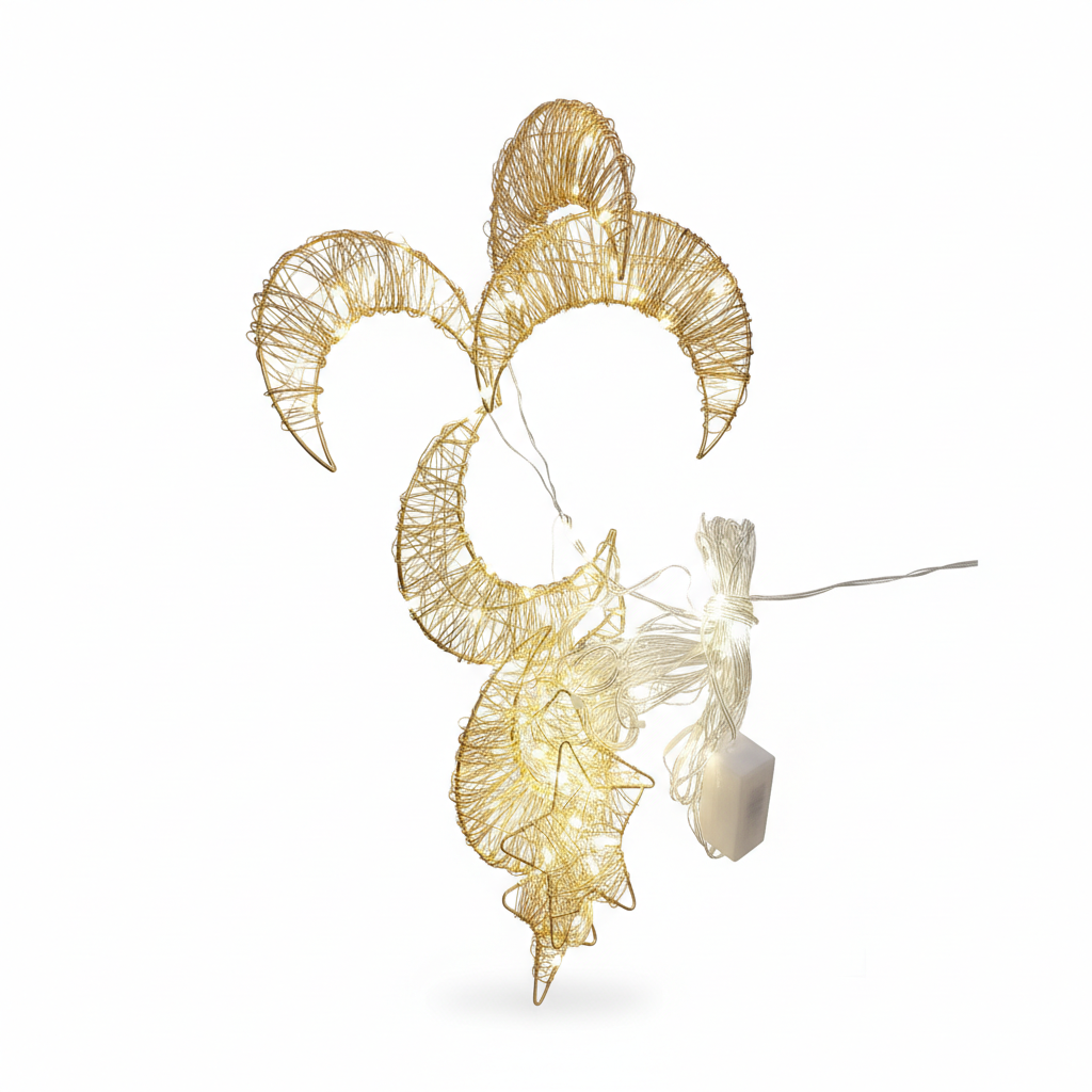 Golden Wire Crescent Moon & Star LED String Lights