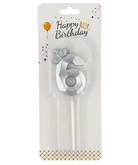 Happy Birthday Crown Number 6 Candle