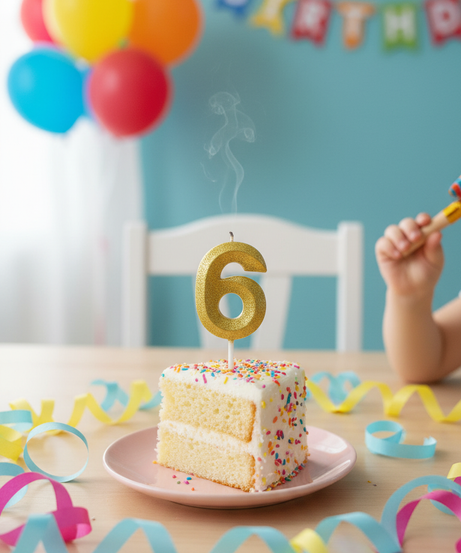 Happy Birthday Glitter Gold Number 6 Birthday Candle