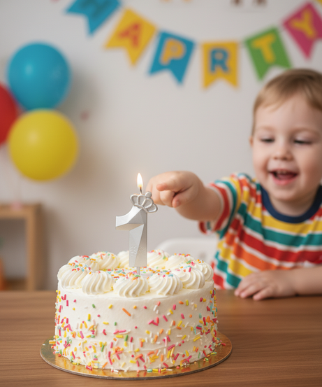 Happy Birthday Silver Number 1 Crown Candle