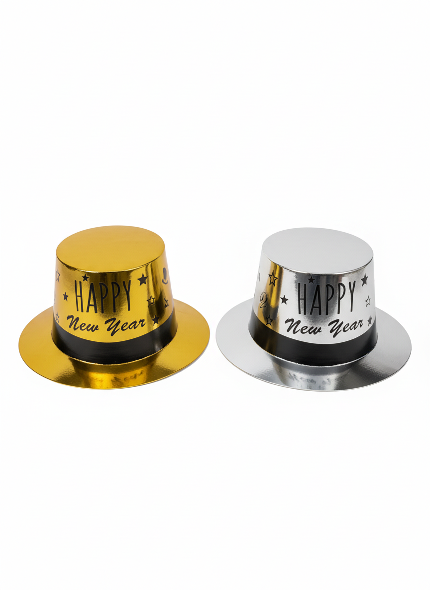 Happy New Year Metallic Party Hat (1-Pack)