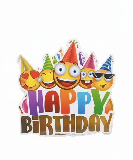 Happy Notes Happy Birthday Emoji Cutout Banner