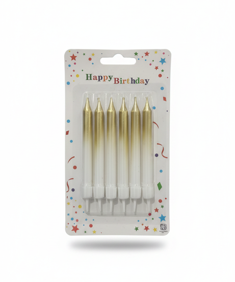 Happy Birthday Gold & White Ombre Candles