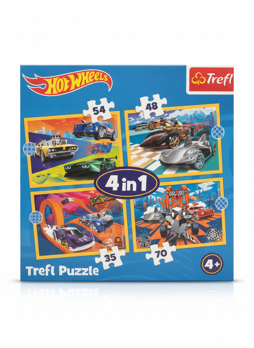 Hot Wheels Trefl 4-in-1 Puzzle Set