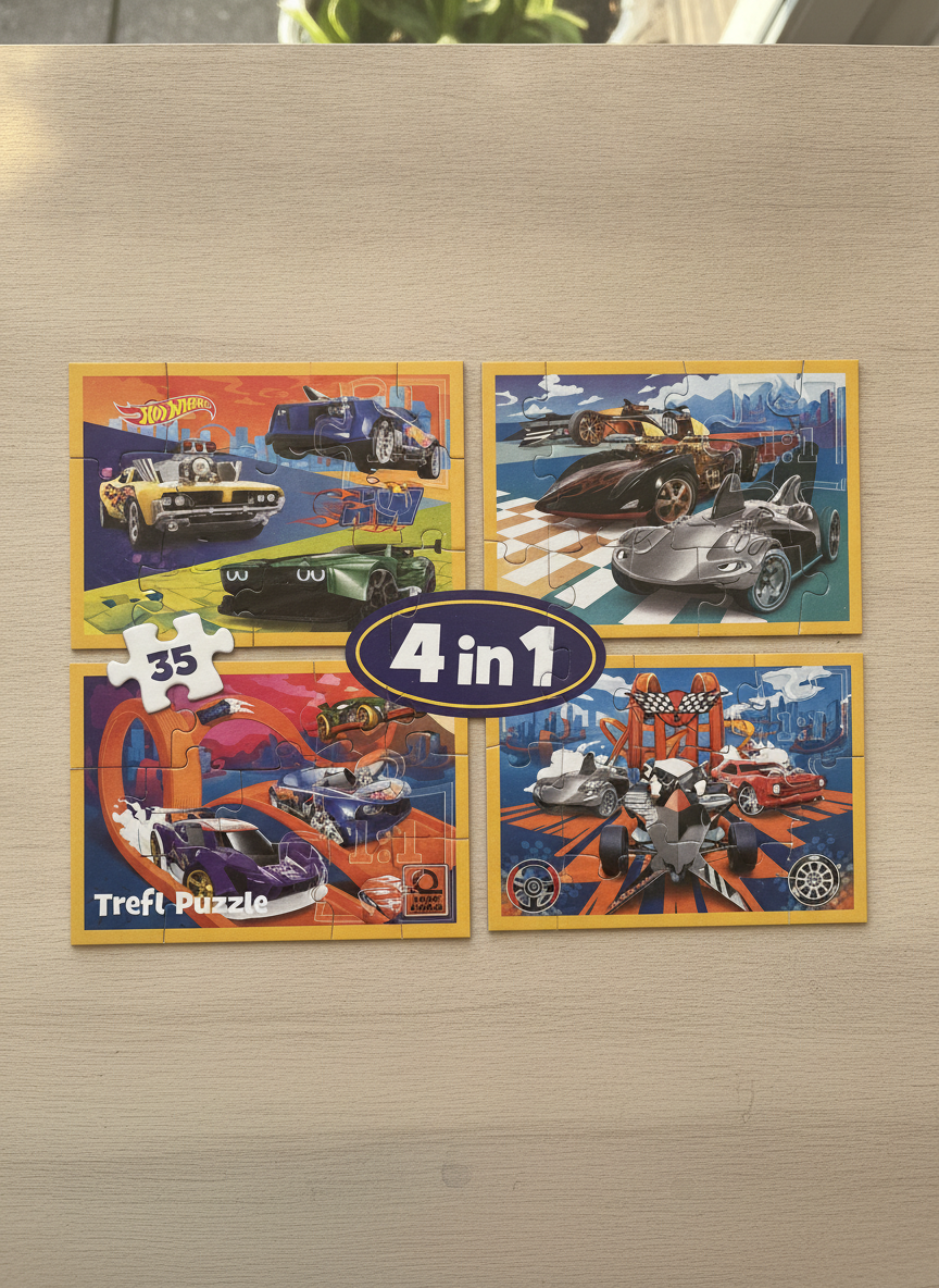Hot Wheels Trefl 4-in-1 Puzzle Set