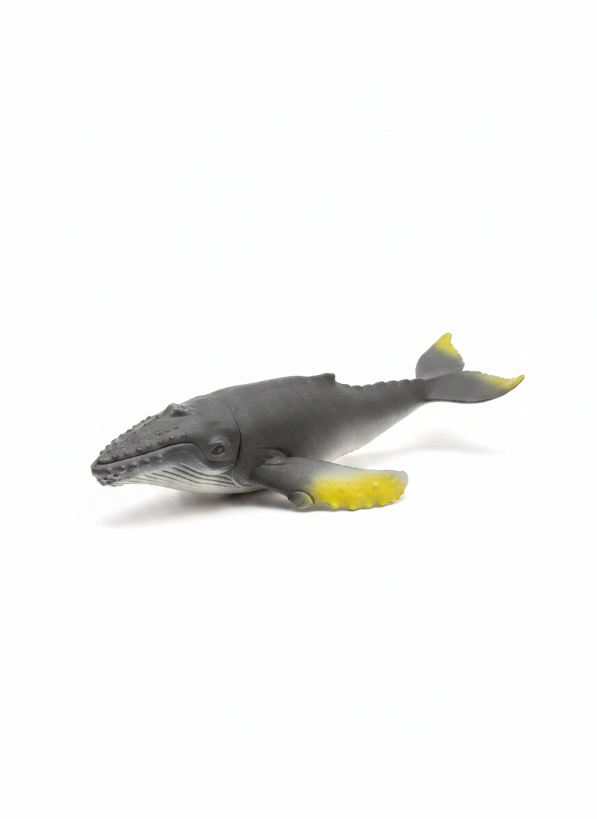 Humpback Whale Toy Figure with Yellow Fins