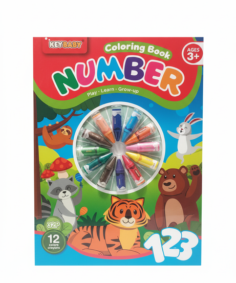 KEYBABY Coloring Book NUMBER 123 with Crayons