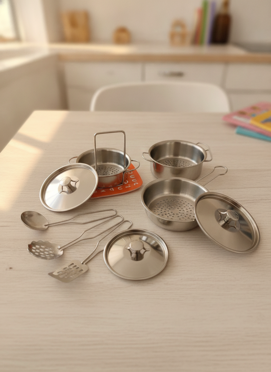 KITCHEN COOK DELICIOUS FOOD Stainless Steel Play Set