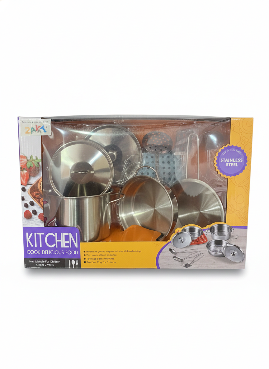 KITCHEN COOK DELICIOUS FOOD Stainless Steel Play Set