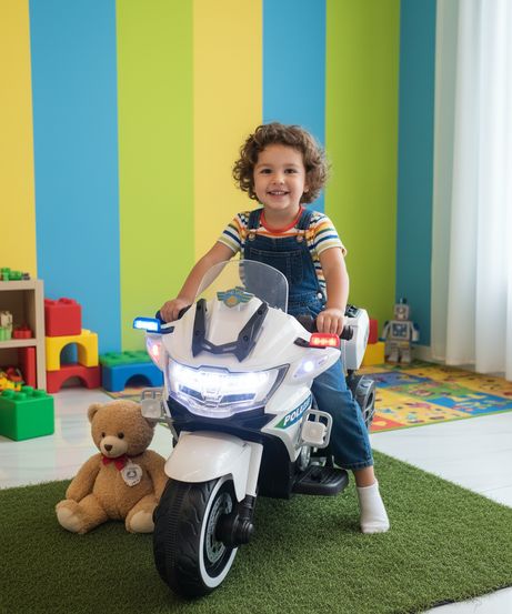 Kids' Electric Police Motorcycle Ride-On Toy