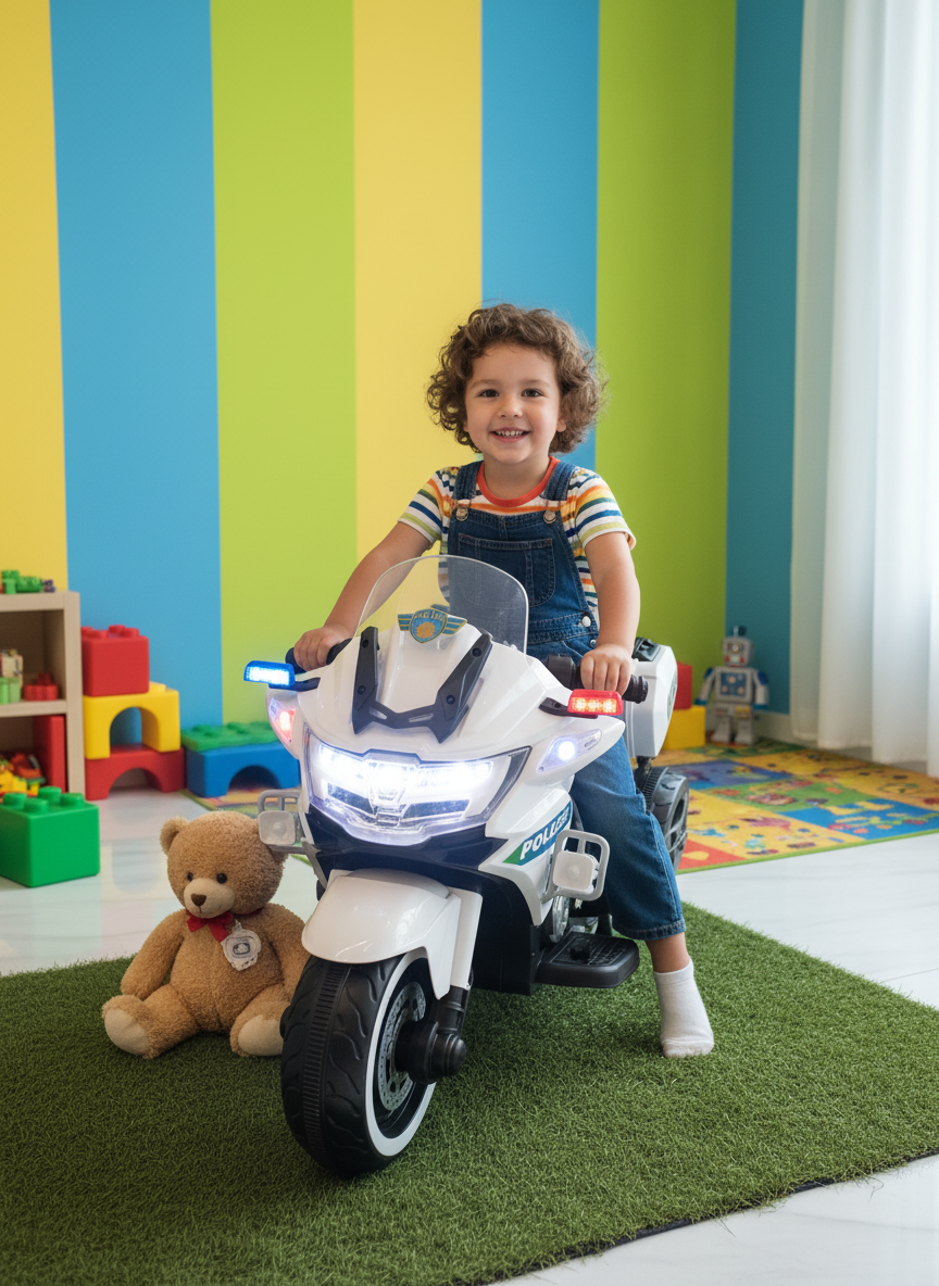 Kids' Electric Police Motorcycle Ride-On Toy