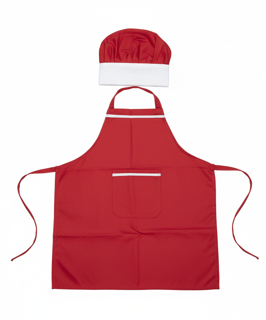 Kids' Red Chef Apron & Hat Set