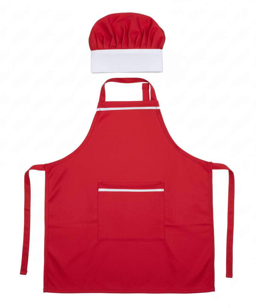 Kids' Red Chef Apron & Hat Set