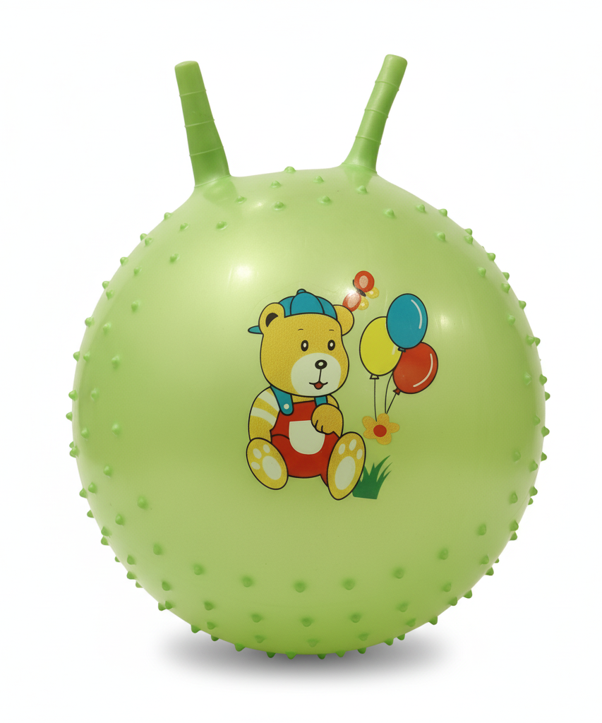 Kids' Green Bouncy Hopper Ball with Cartoon Bear