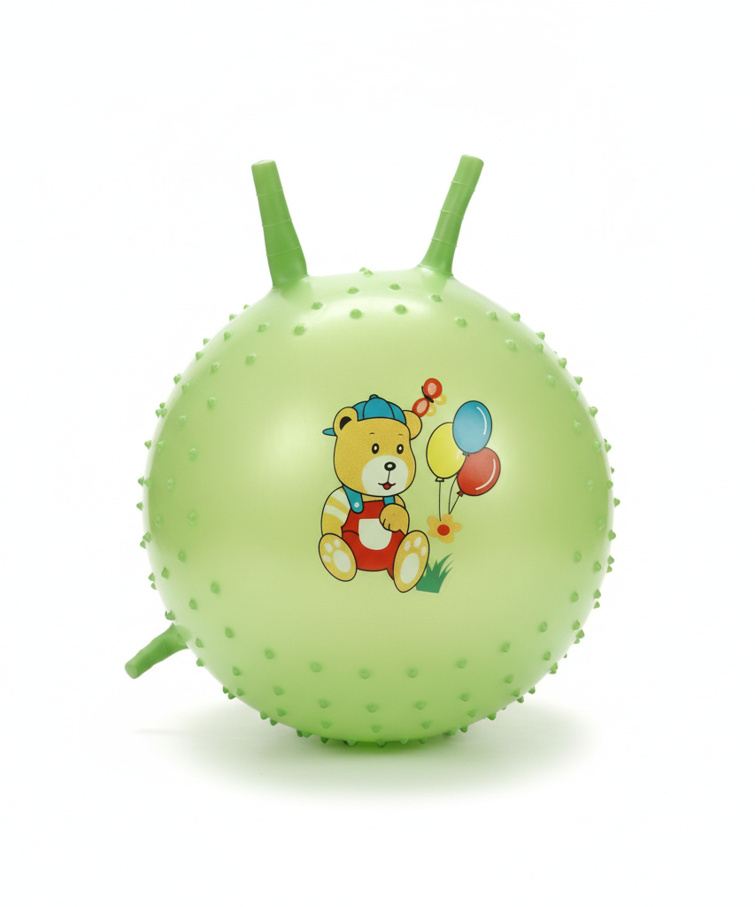 Kids' Green Bouncy Hopper Ball with Cartoon Bear