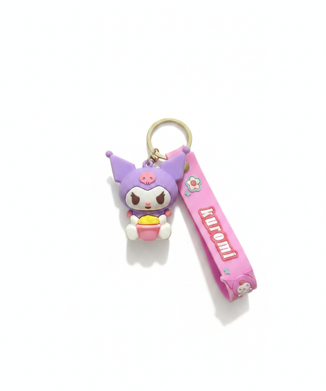 Kuromi Character Silicone Keychain with Wristlet Strap