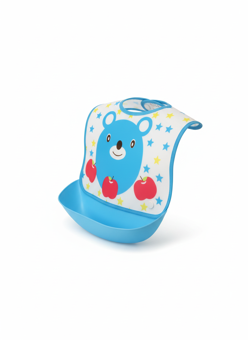 LA FRUTA Cute Bear Baby Bib with Food Catcher