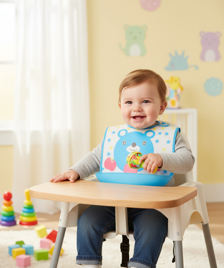 LA FRUTA Cute Bear Baby Bib with Food Catcher