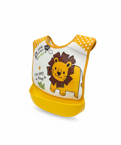 LA FRUTA Lion Character Baby Bib with Food Catcher