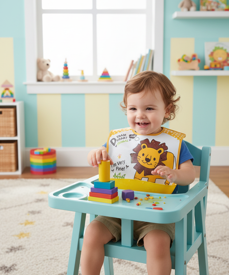 LA FRUTA Lion Character Baby Bib with Food Catcher