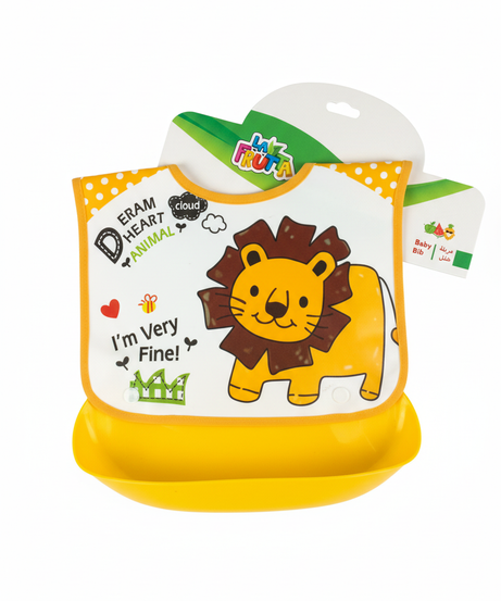 LA FRUTA Lion Character Baby Bib with Food Catcher