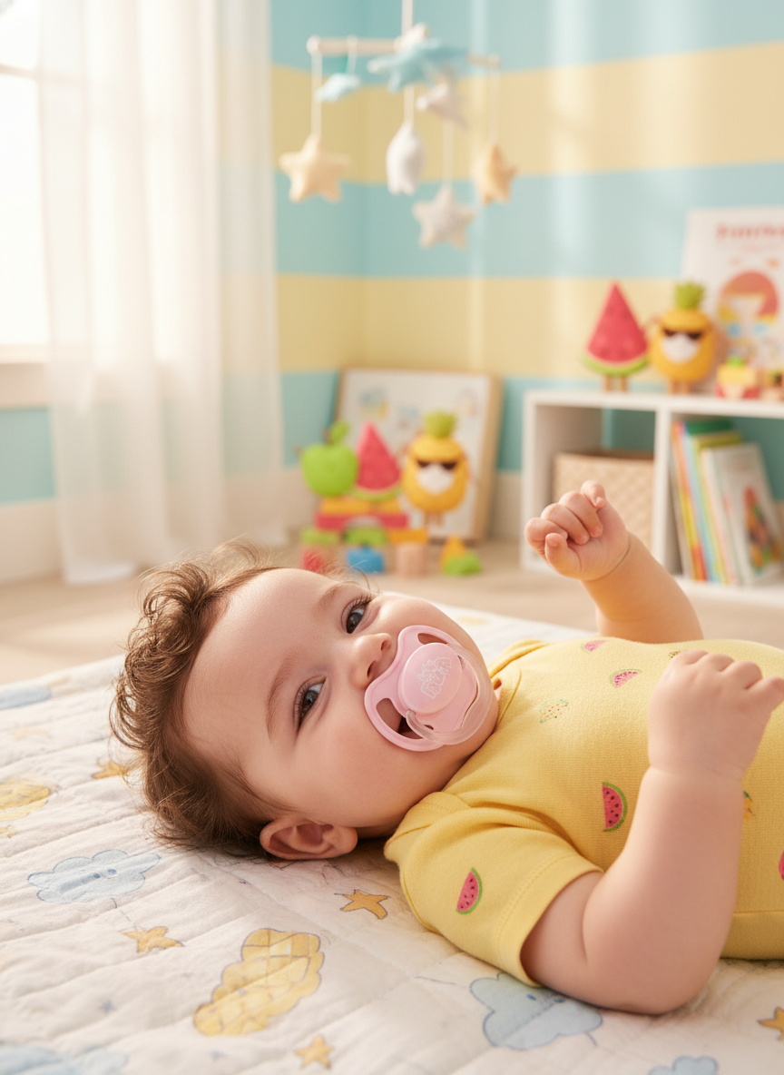 LA FRUTA Round Pacifier (18+ Months, Pink)