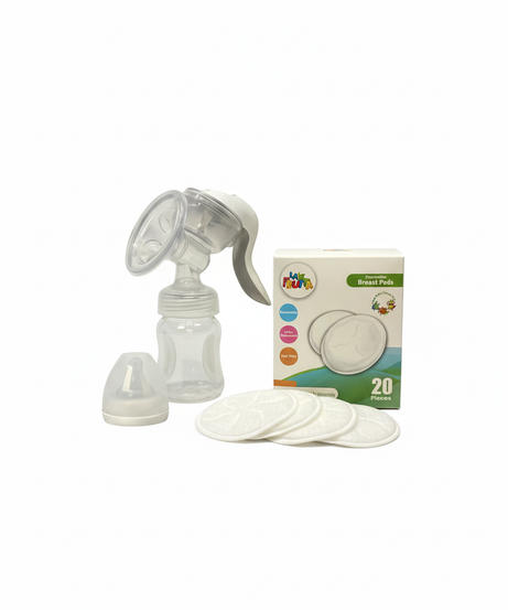 LA FRUTTA Manual Breast Pump & Disposable Breast Pads Bundle (20 Pieces)