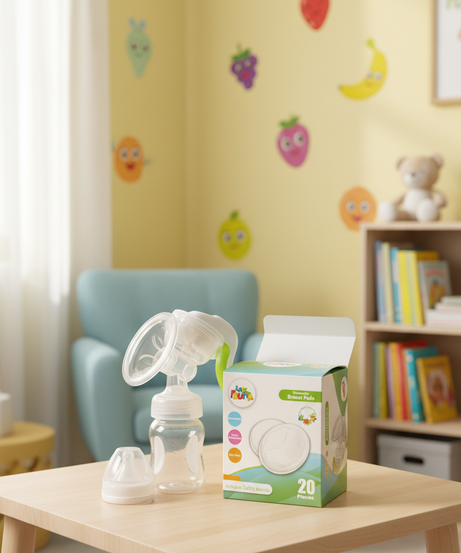 LA FRUTTA Manual Breast Pump & Disposable Breast Pads Bundle (20 Pieces)