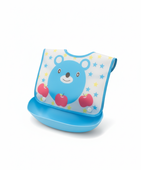 La Frutta Baby Silicone Bib with Food Catcher (Blue Bear Design)