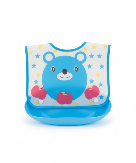 La Frutta Baby Silicone Bib with Food Catcher (Blue Bear Design)