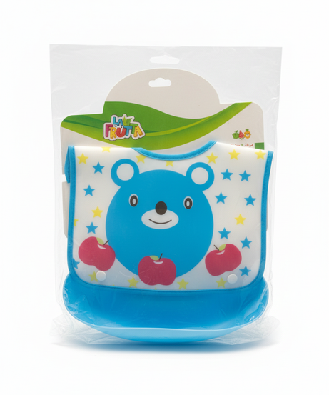 La Frutta Baby Silicone Bib with Food Catcher (Blue Bear Design)