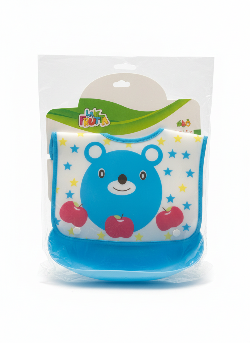 La Frutta Baby Silicone Bib with Food Catcher (Blue Bear Design)