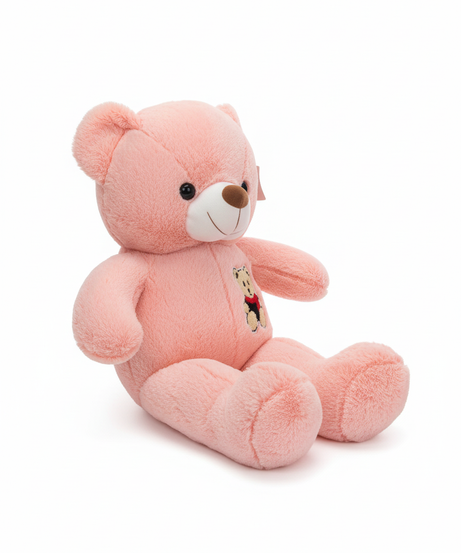 Large Pink Plush Teddy Bear with Embroidered Patch
