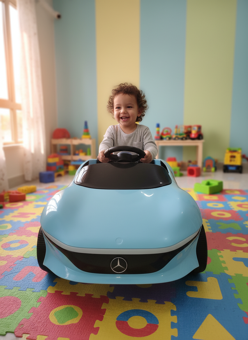 Light Blue Mercedes-Benz Electric Ride-On Toy Car
