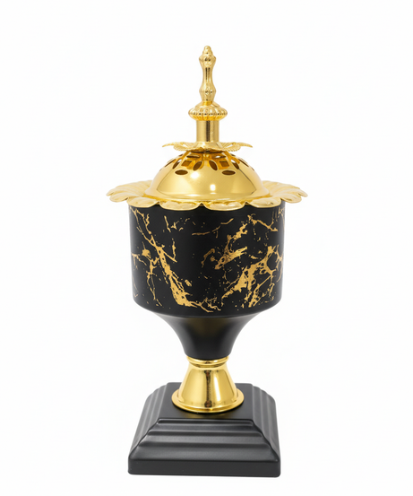 Luxe Black & Gold Ornate Incense Burner