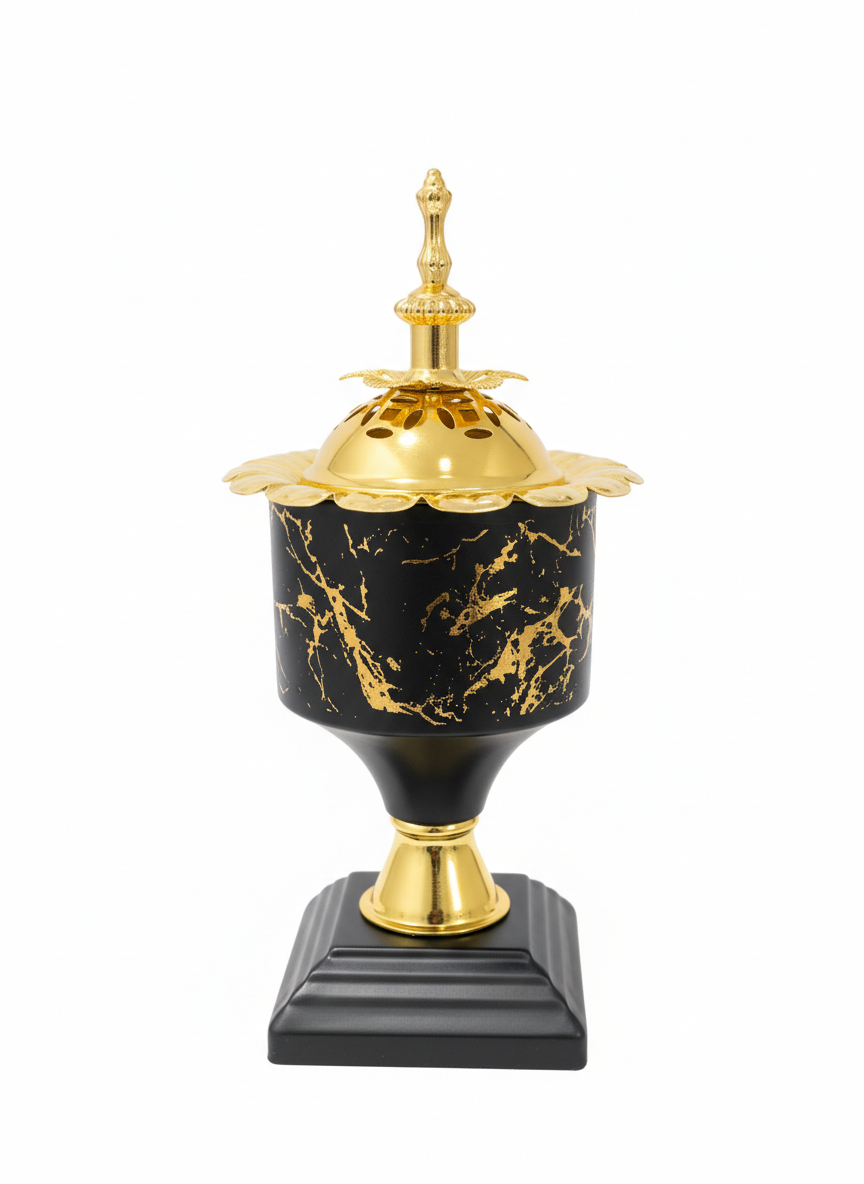 Luxe Black & Gold Ornate Incense Burner