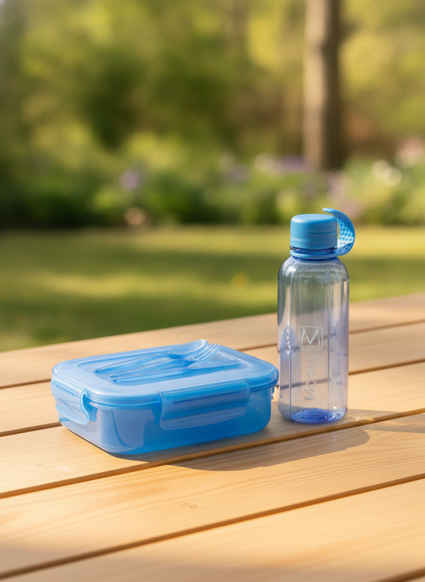 M-Design Fresco Lunch Set (1.6L Lunch Box, 3 pc. Cutlery, 0.65L Water Bottle)