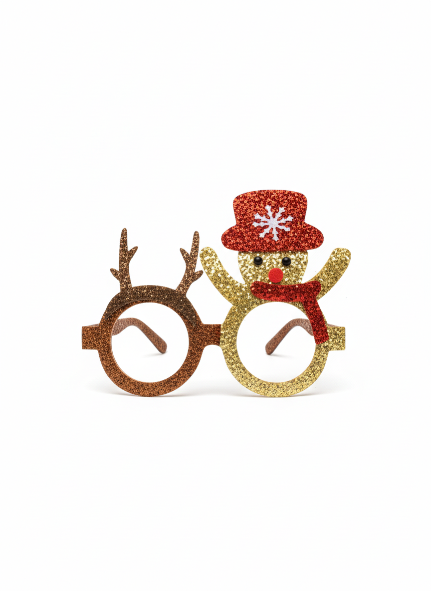 Merry Christmas Novelty Glitter Glasses