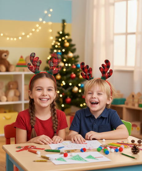 Merry Christmas Plaid Reindeer Antler Headband
