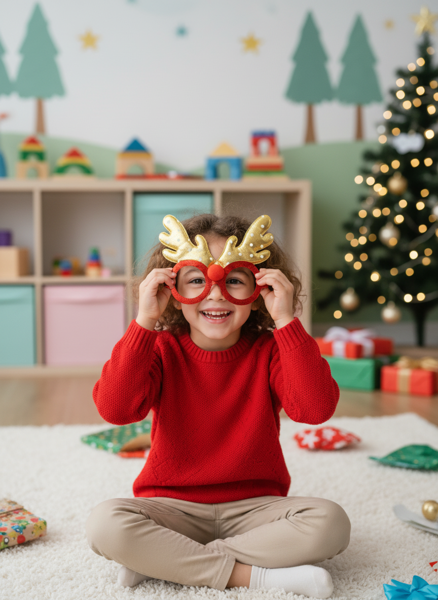 Merry Christmas Reindeer Novelty Glasses