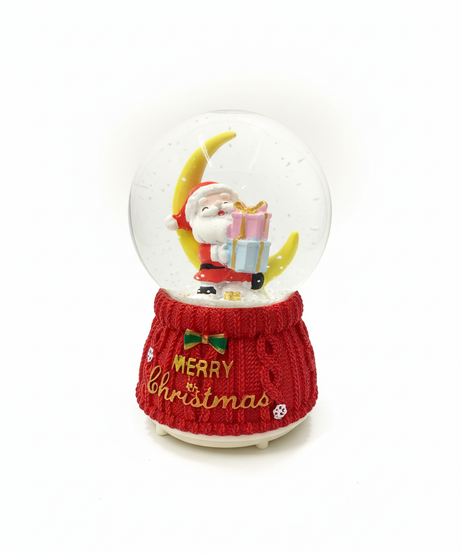 Merry Christmas Santa on Moon Snow Globe