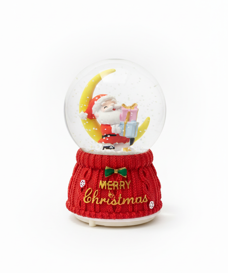 Merry Christmas Santa on Moon Snow Globe