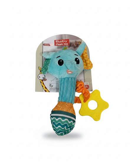 Meying Baby Plush Elephant Rattle Toy with Teether