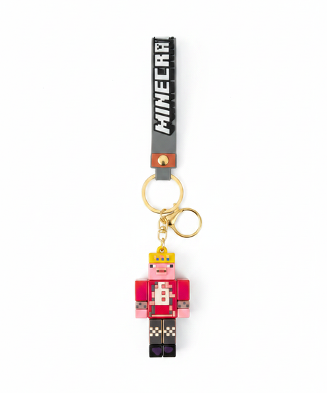 Minecraft Technoblade Pig Character Keychain with Logo Strap