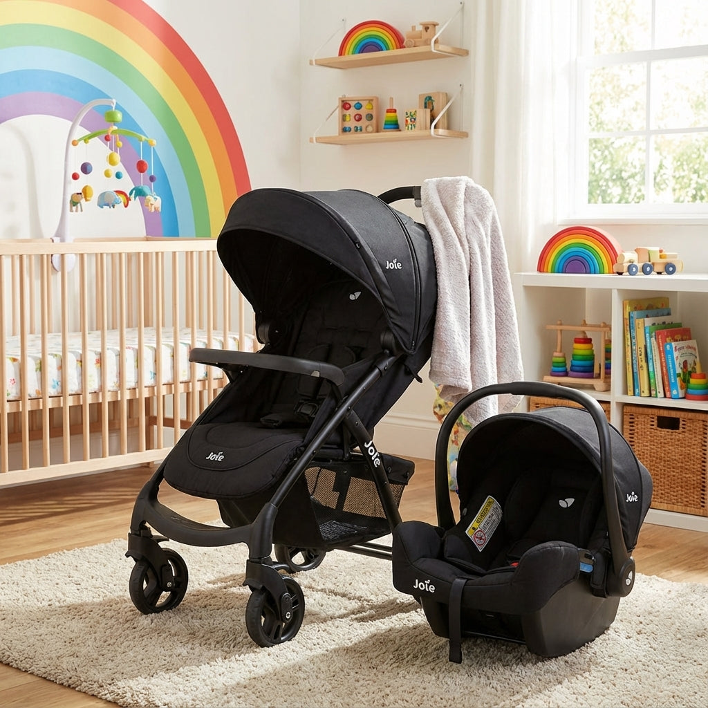 Joie Muze LX Black 2-Piece Travel System with Sun Canopy (Upto 3 years)