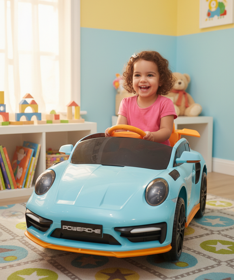 POWERCHE Light Blue Ride-On Electric Sports Car