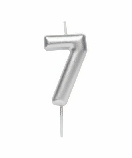 Party Candle Number 7 Silver
